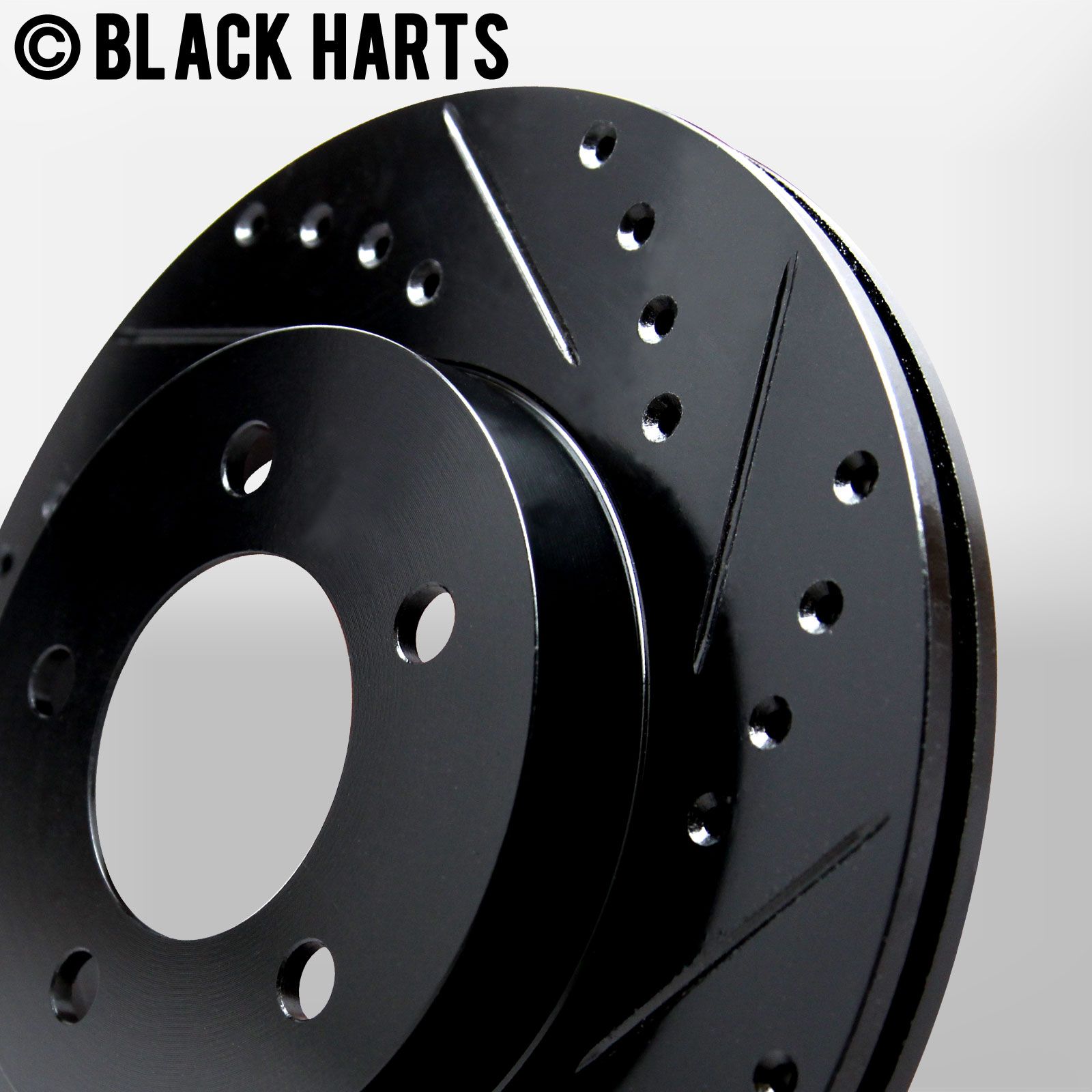 2 FRONT + 2 REAR Black Hart *DRILLED /& SLOTTED* Disc Brake Rotors C2950