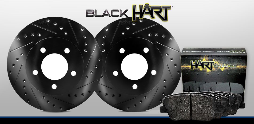 [FRONT KIT] Black Hart *DRILLED & SLOTTED* Disc Brake Rotors +Ceramic