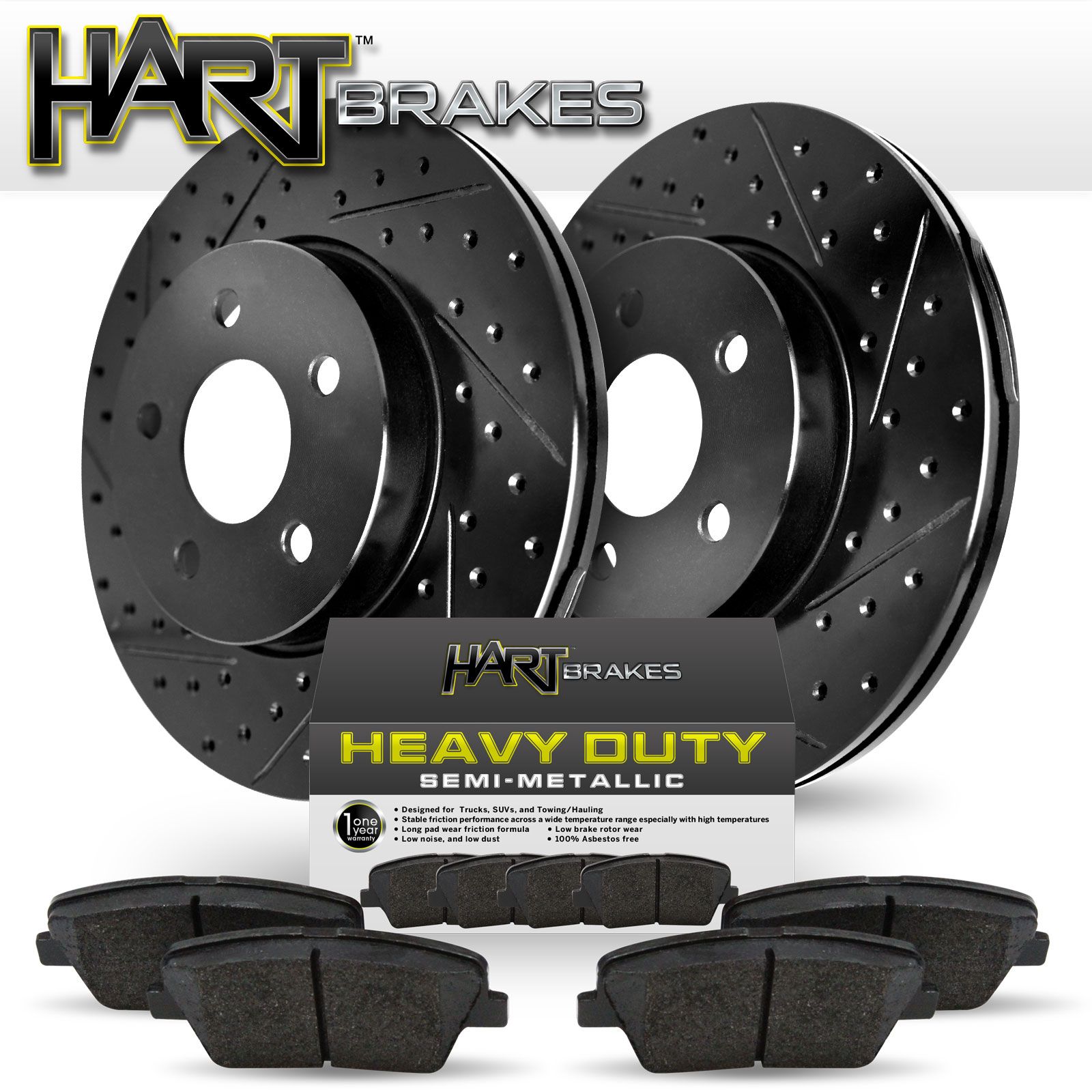 [FRONT] Black Hart *DRILLED & SLOTTED* Disc Brake Rotors + Heavy Duty