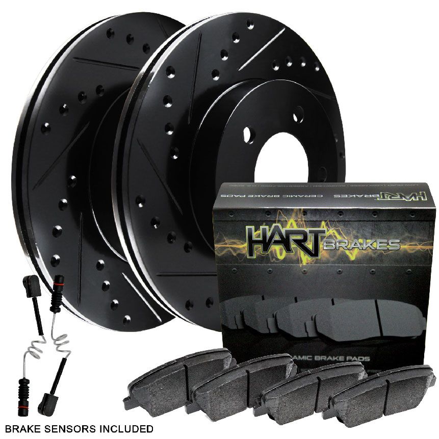 2003-2005 Mercedes-Benz C240 Front eLine Drilled Brake Disc Rotors /& Ceramic Pad