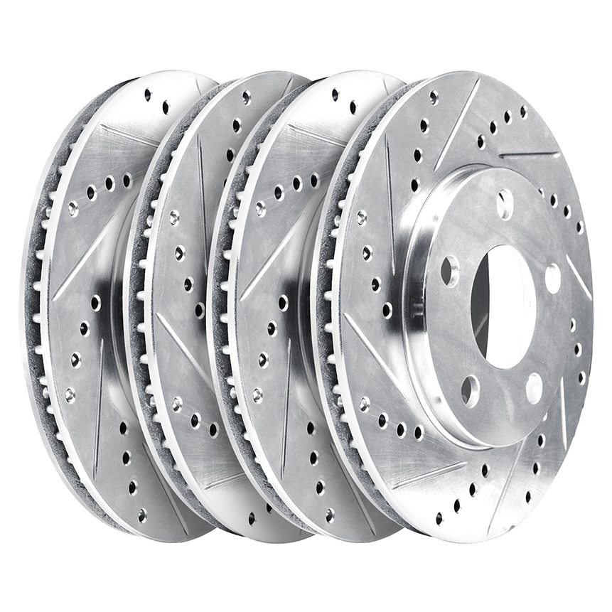 BLACK HART DRILLED SLOTTED BRAKE ROTORS Ford EDGE 2007-2008 2WD FULL KIT
