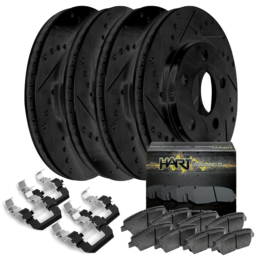FULL KIT Tundra BLACK HART DRILLED SLOTTED BRAKE ROTORS /& PADS Sequoia