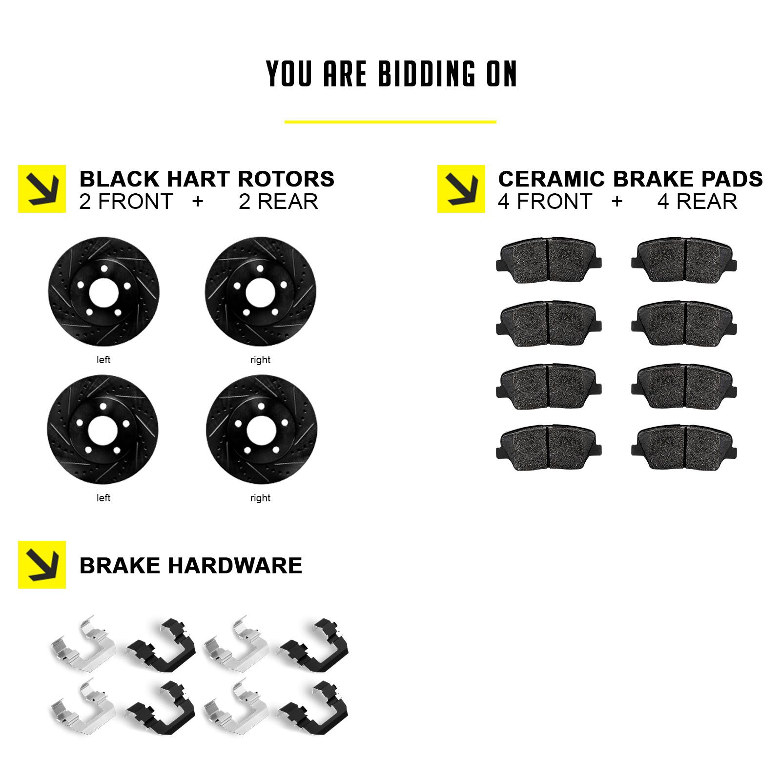 FULL KIT Tundra BLACK HART DRILLED SLOTTED BRAKE ROTORS /& PADS Sequoia