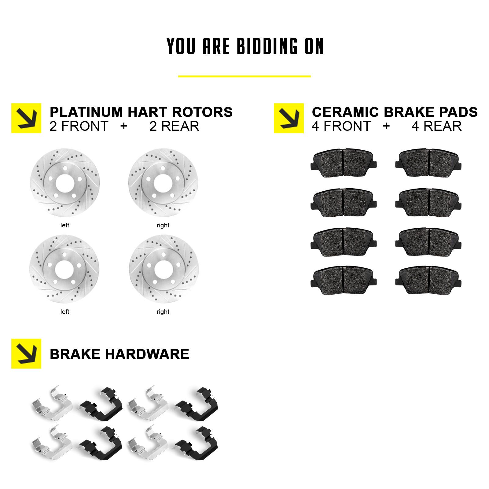 FRONT KIT PLATINUM HART DRILLED SLOT BRAKE ROTORS AND CERAMIC PAD PHCF.6508302