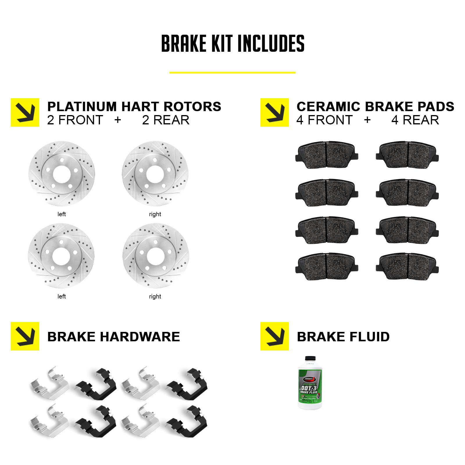 PLATINUM HART DRILLED SLOT BRAKE ROTORS AND CERAMIC PAD PHCC.3403302 FULL KIT