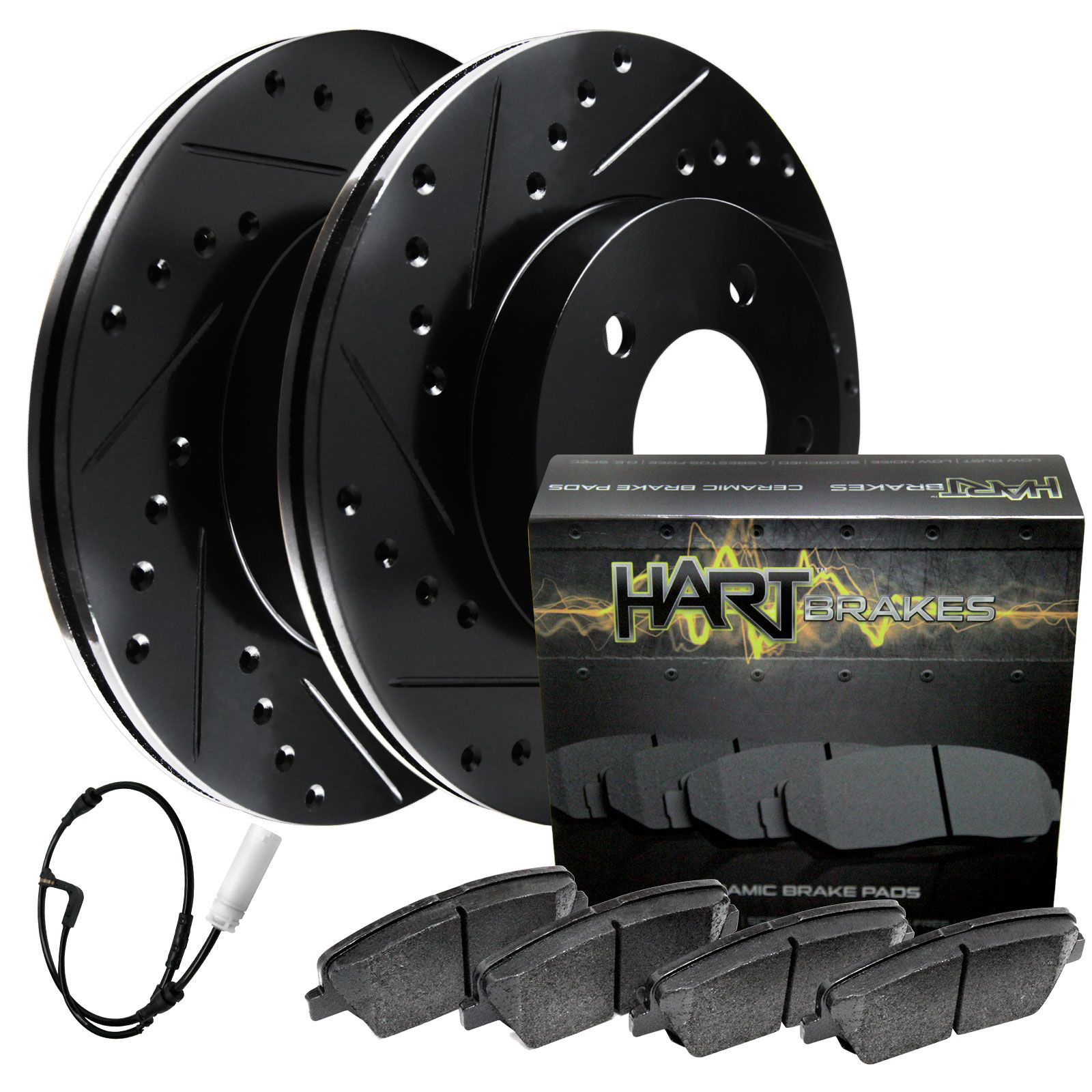 Platinum Hart *DRILLED /& SLOTTED* Brake Rotors 1923 CERAMIC Pads FRONT KIT