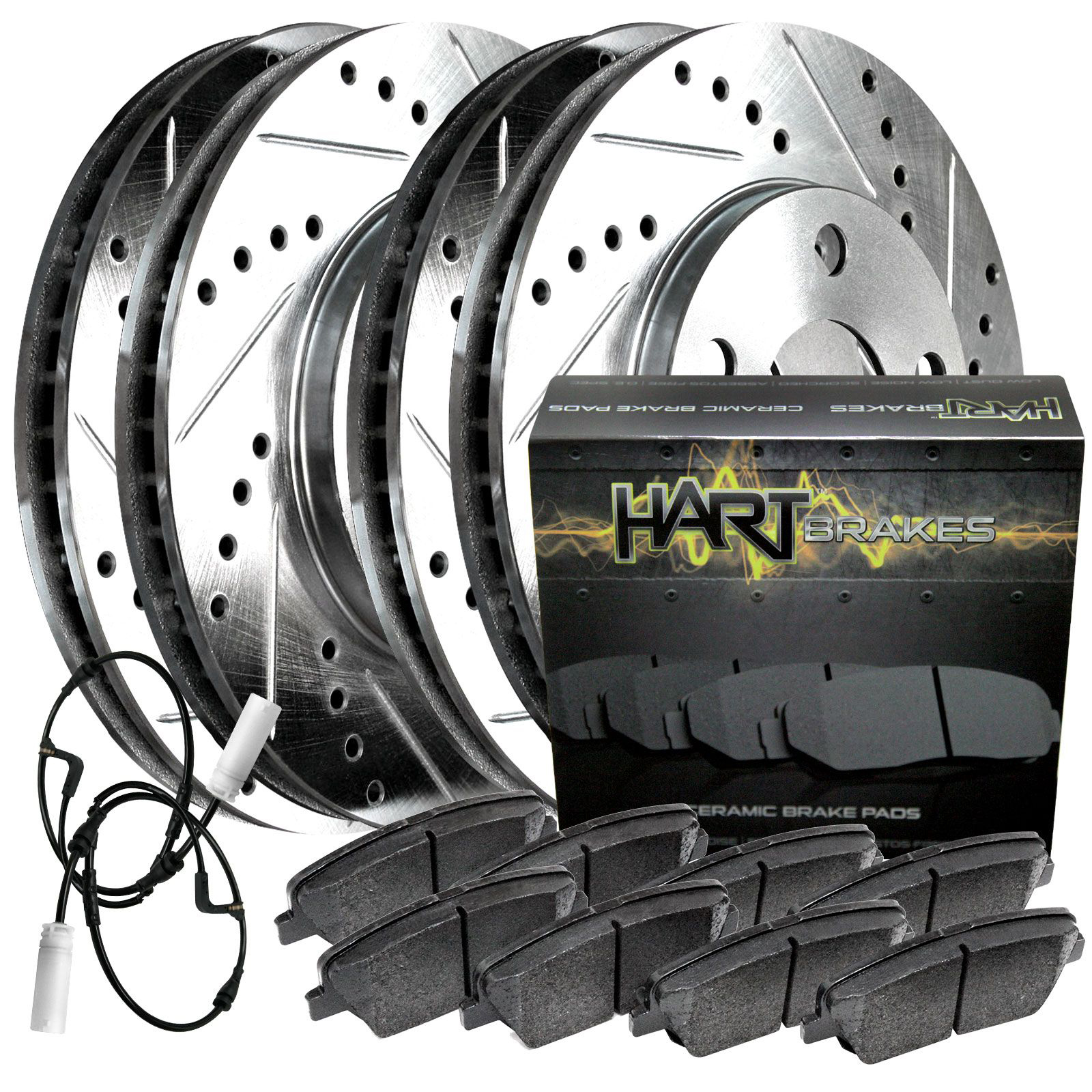 PLATINUM HART DRILLED SLOT BRAKE ROTORS AND CERAMIC PAD PHCC.3403302 FULL KIT